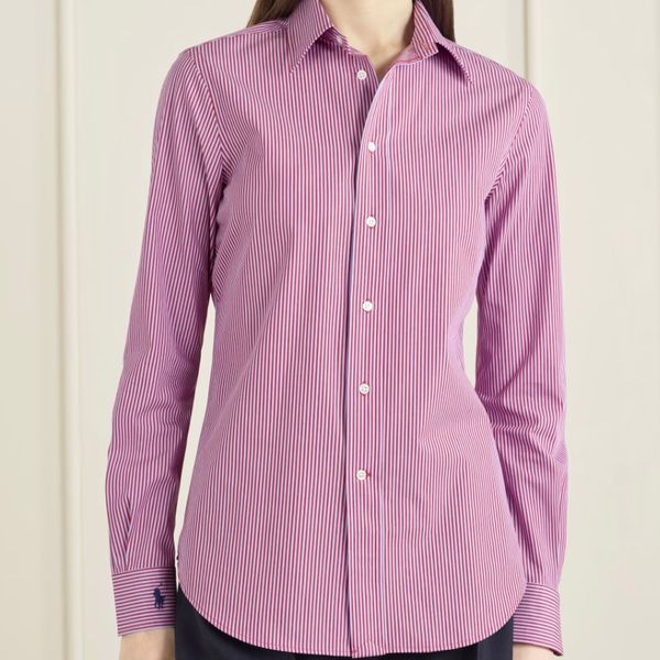 Polo Ralph Lauren Logo-Embroidered Striped Cotton-Blend Poplin Shirt