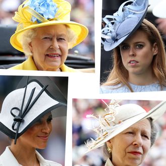 Clockwise from top left: Queen Elizabeth, Princess Eugenie, Princess Anne, Meghan Markle.