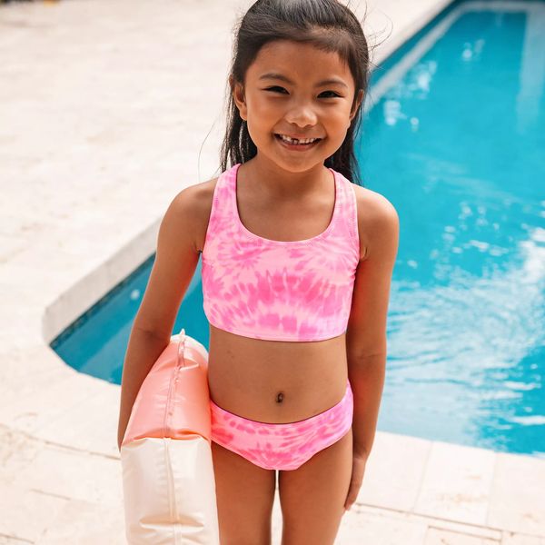 Lands’ End Girls Chlorine Resistant Reversible Sporty Bikini Swimsuit Set