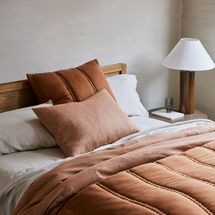 West Elm European Flax Linen Duvet Cover (Terracotta Melange)