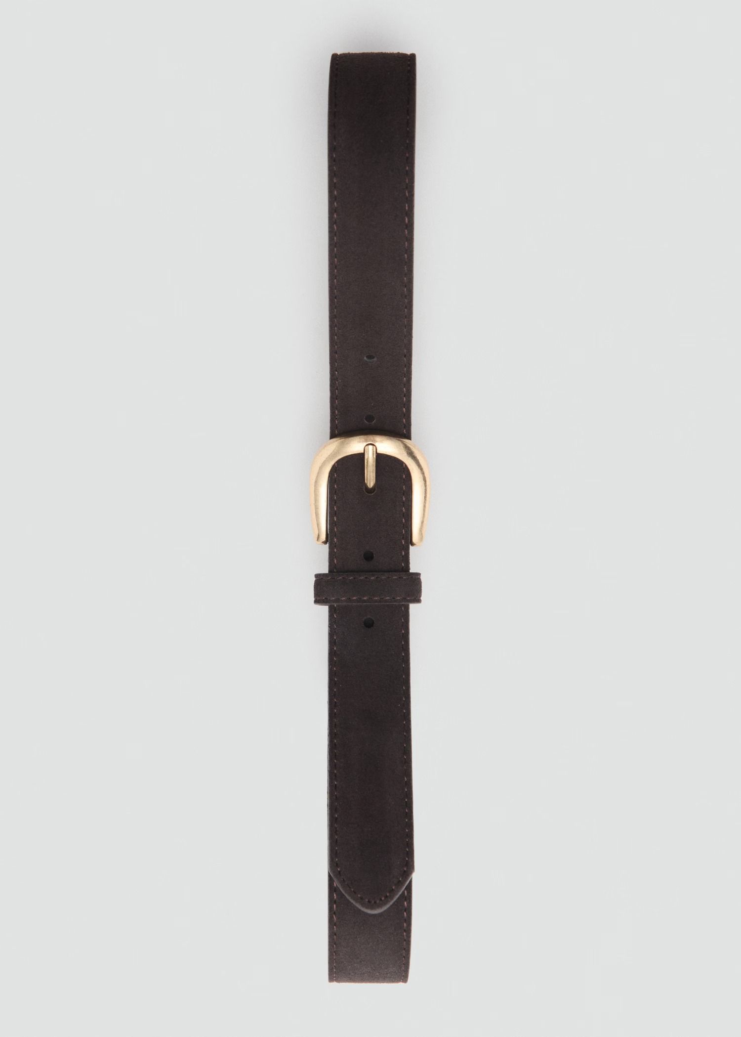 Women’s Dark Brown Suede Gold Chain Link Belt with Gold Tone Buckle Med/Large GREYSON SUEDE BELT | B-low The Belt main image 2