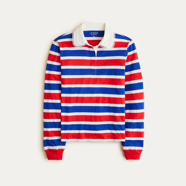 J.Crew Vintage Jersey Rugby T-Shirt With Eyelet Collar