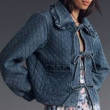 Avec Les Filles Maura Bow-Tie Denim Jacket