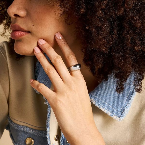 Fossil Ellis Domed Stainless Steel Band Ring