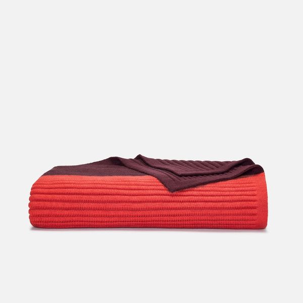 Brooklinen Colorblock Rib Knit Throw Blanket