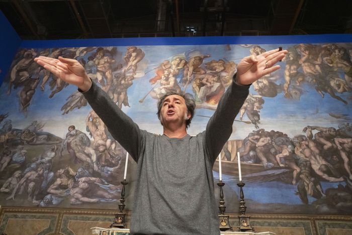 Paolo Sorrentino on the set of The New Pope.