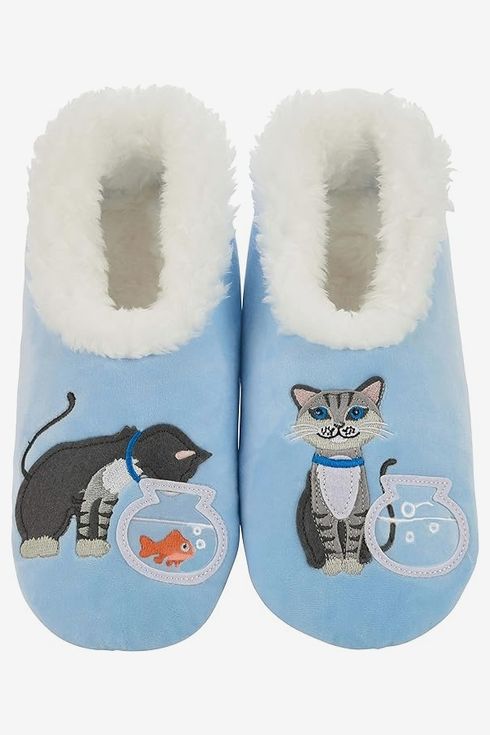 Snoozies Womens Pairables Slippers - Cat and Fishbowl