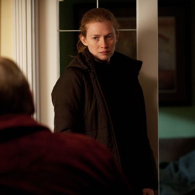 Lt. Michael Oakes (Garry Chalk) and Sarah Linden (Mireille Enos) - The Killing - Season 2, Episode 1 - Photo credit: Carole Segal/AMC