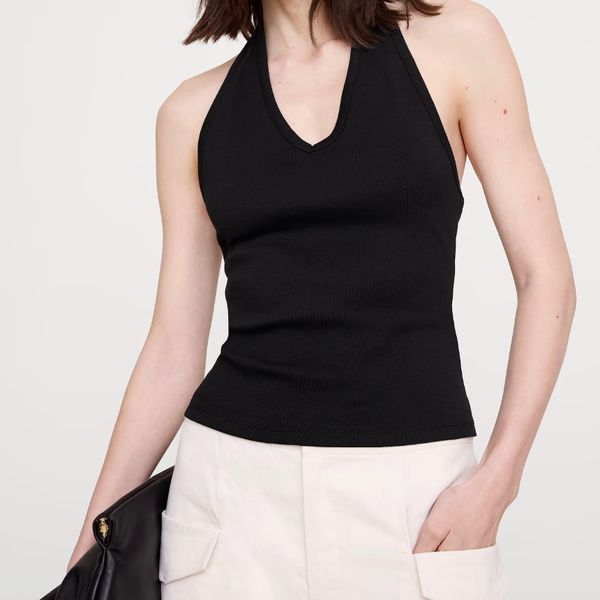 Banana Republic Minimalist Cotton Halter Tank