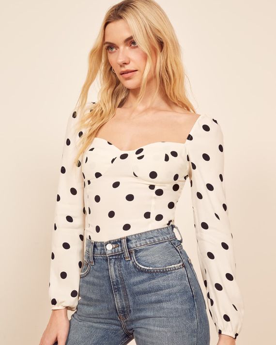 Reformation polka dot store top