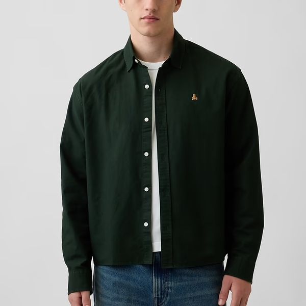 Gap Relaxed Crop Straight-Hem Oxford Shirt