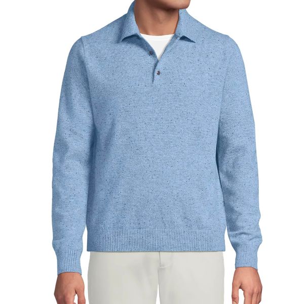 Lands' End Men's Long Sleeve Cashmere Sweater Polo