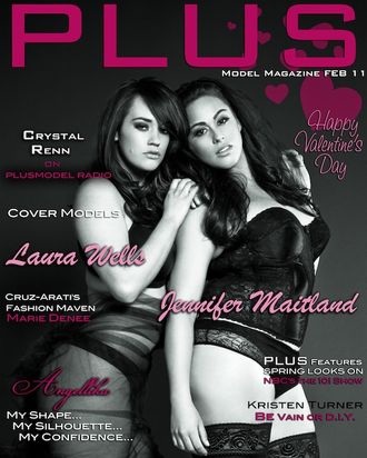 Jennifer Maitland and Laura Wells cover <em>Plus Model Magazine</em>.