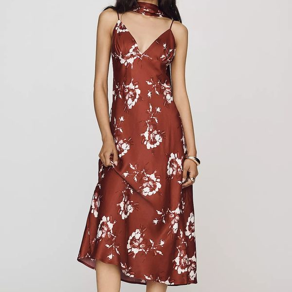 Anthropologie Maeve Clara Scarf-Neck Midi Dress