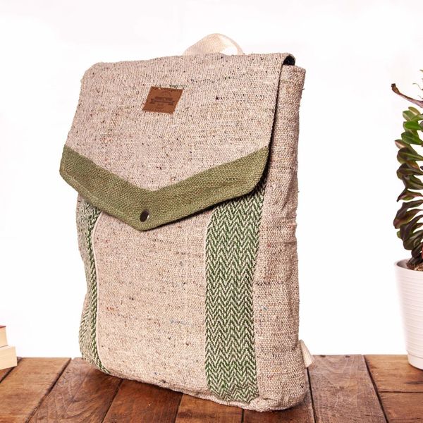 Minimal Hemp Handmade Flat Backpack