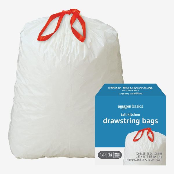 Amazon Basics Tall Kitchen Drawstring Trash Bags - 13 Gallon, 120 Count