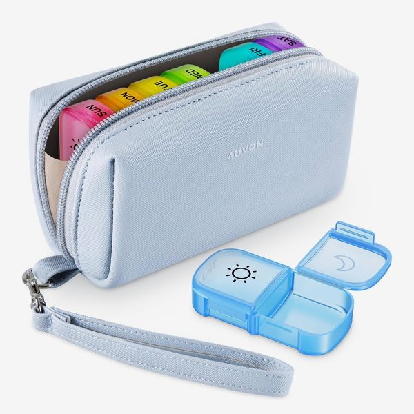 AUVON Weekly Pill Organizer with Macaron Bag