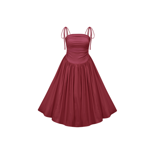 Alexa Maroon Puffball Dress