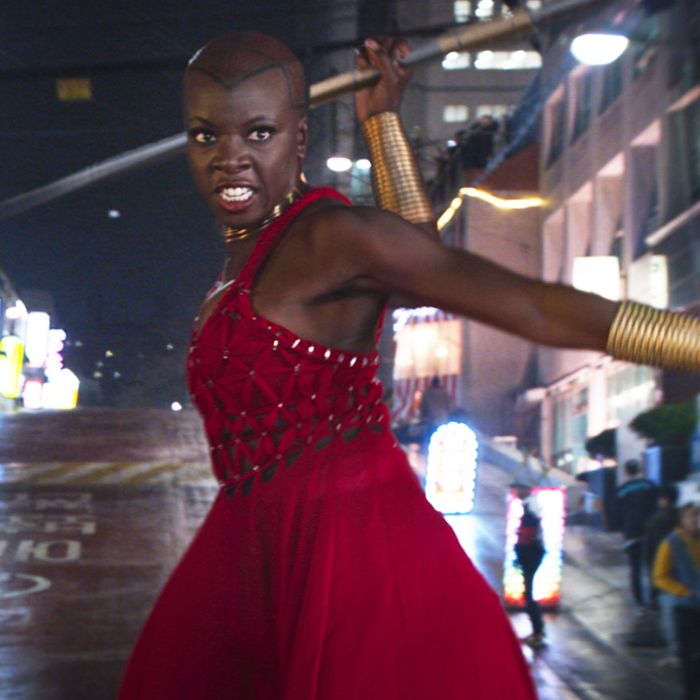 black panther okoye red dress