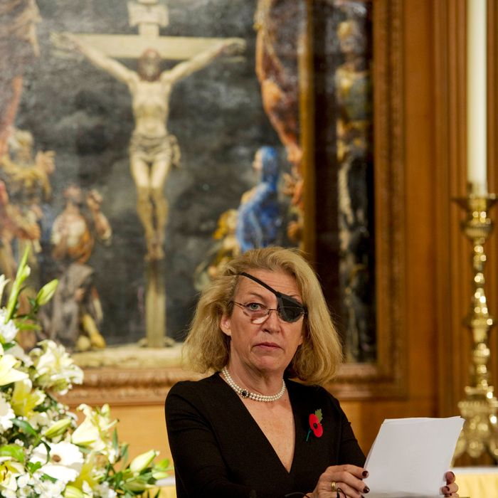 Marie Colvin of The Sunday Times, gives the address during a service at St. Bride's Church November 10, 2010 in London, England. The service commemorated journalists, cameramen and support staff who have fallen in the war zones and conflicts of the past decade. LONDON - NOVEMBER 10: Marie Colvin of The Sunday Times, gives the address during a service at St. Bride's Church November 10, 2010 in London, England. The service commemorated journalists, cameramen and support staff who have fallen in the war zones and conflicts of the past decade. (Photo by Arthur Edwards - WPA Pool/Getty Images) *** Local Caption *** Marie Colvin