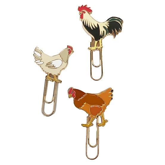 Bella Bug Enamel Paperclips Set of 3 - Chickens