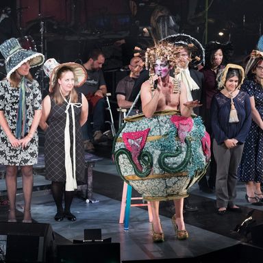 Late in Act 1, Taylor invited audience members onstage and dressed them.