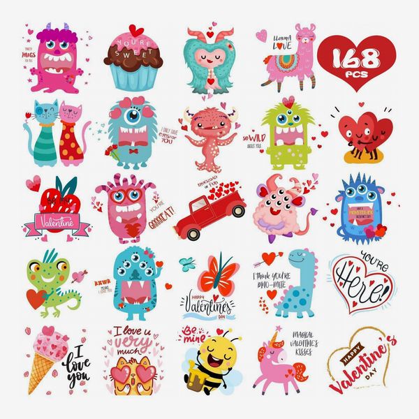 168 Valentine's Temporary Tattoos for Kids