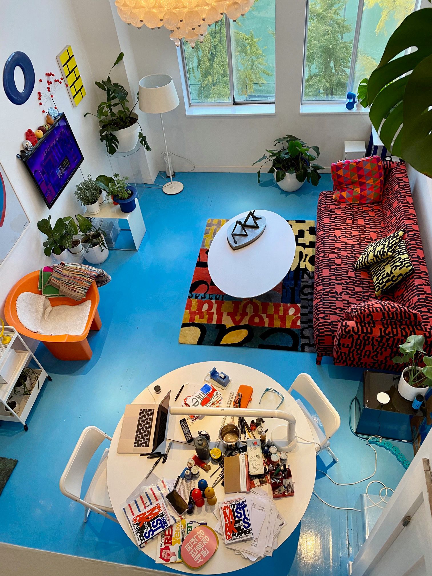 Tour Artist Laurie Rosenwald's Blue-Floored Loft