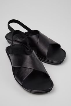 Camper Right Isla Black Leather Sandals