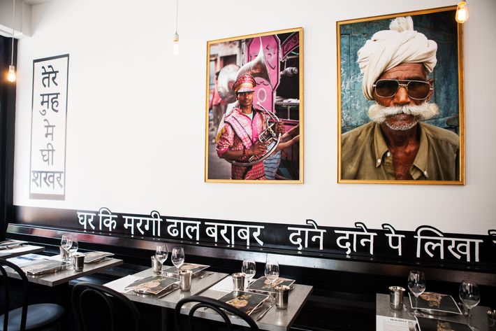 The sun-filled, roomy space is decorated with decorated with Indian photography and projections of Bollywood films. The savory menu is worth checking out, too.