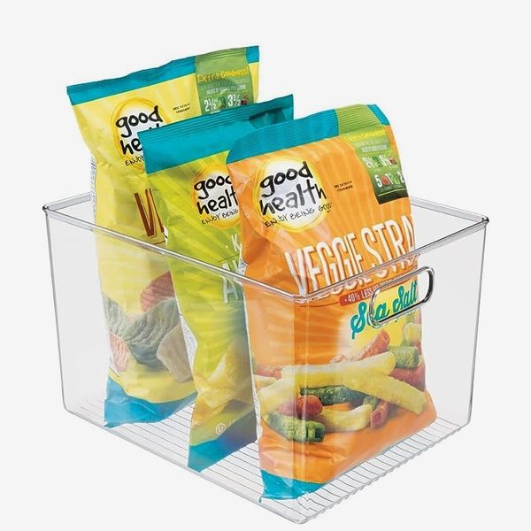 MDesign Slim Plastic Kitchen Pantry Cabinet Storage Organizer Bin, 2 Pack