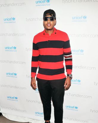 NBA basketball player Carmelo Anthony attends the 