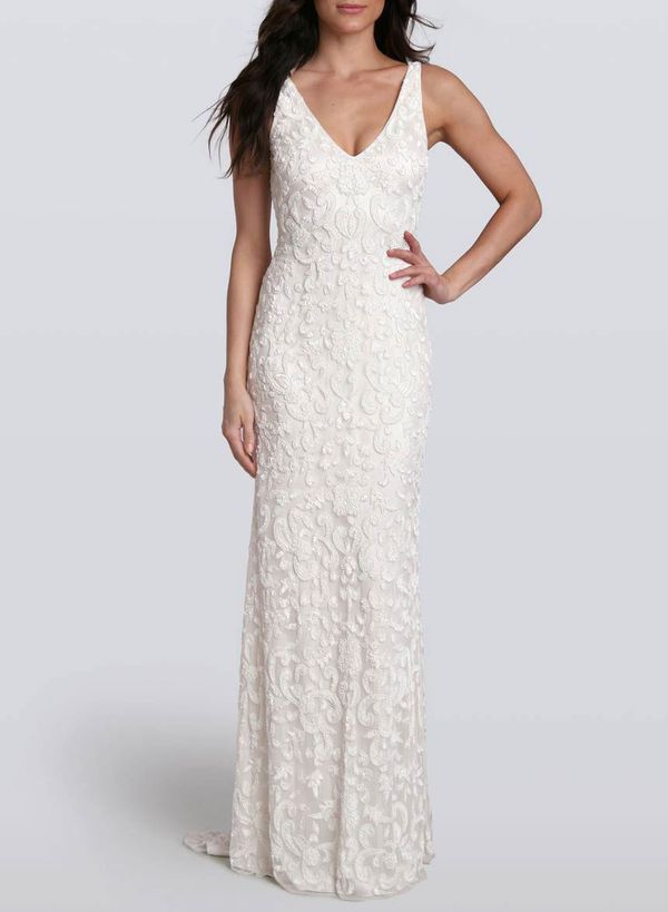 Lotus Threads Beaded Lace Gown