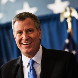 NEW YORK, NY - JANUARY 30: New York City Mayor Bill DeBlasio speaks at a press conference to announce the city will not appeal a judge's ruling that the police tactic 