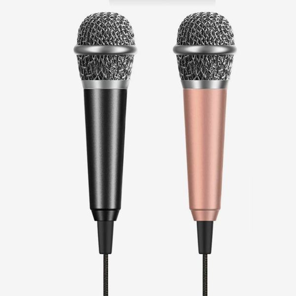【2PACK】Mini Microphone Tiny Microphone Black&Silver-02 Karaoke Microphone/Pet Sniffing Microphone With mic stand for Man/Pet Voice Recording Shouting and sing 