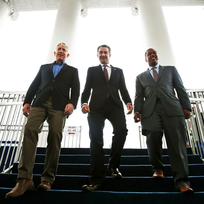 From left to right: Virginia Attorney General Mark Herring, Governor Ralph Northam, and Lieutenant Governor Justin Fairfax.