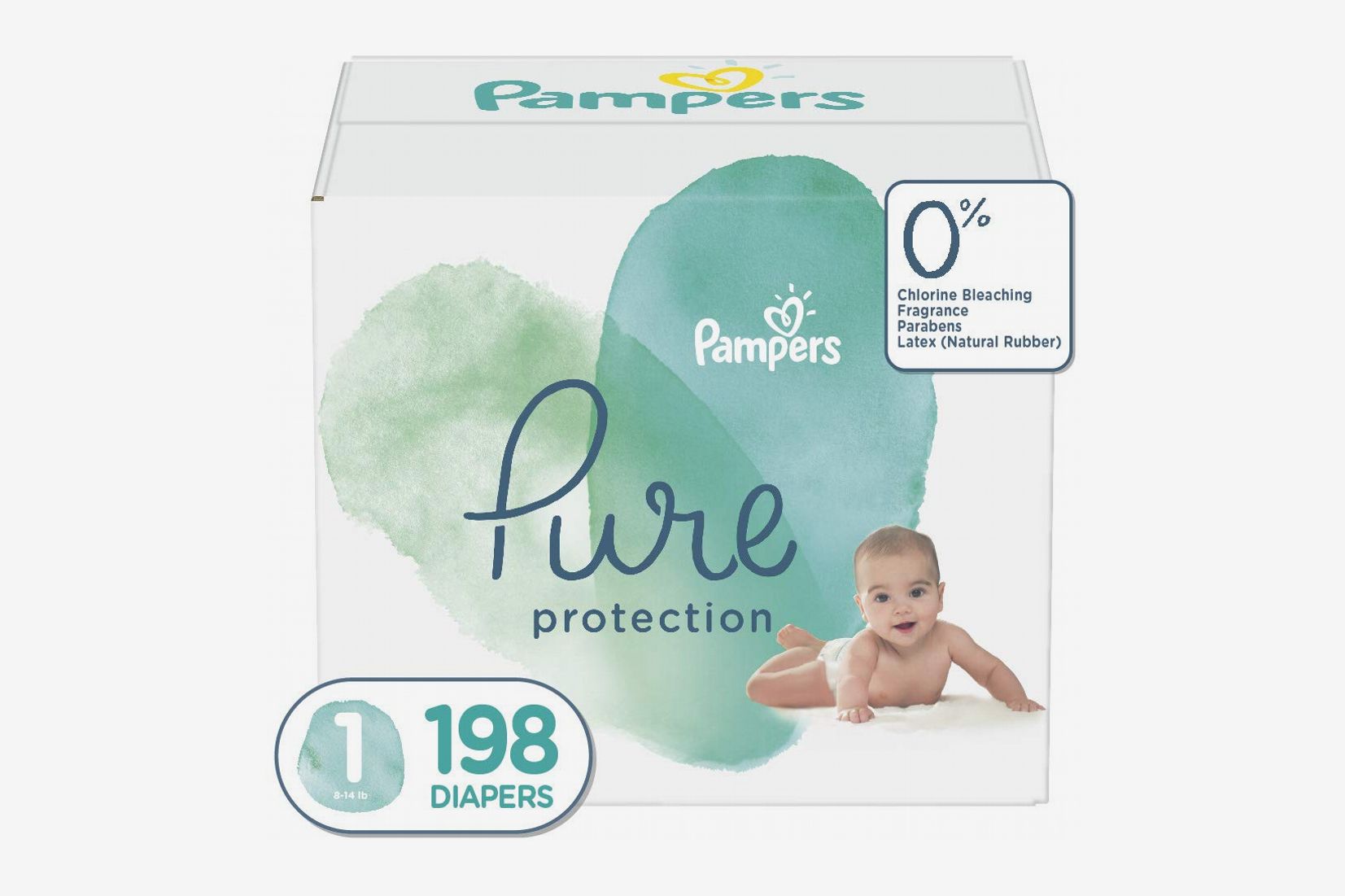 ONE Month Supply Hypoallergenic and Fragrance Free Protection Size 1 Pampers Pure Disposable Baby Diapers 198 Count 