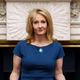 British author J K Rowling poses after she received the Freedom of the City of London, at the Mansion House in London, Britain, 08 May 2012. Reports state that Rowling was awarded for services to children's literature. 