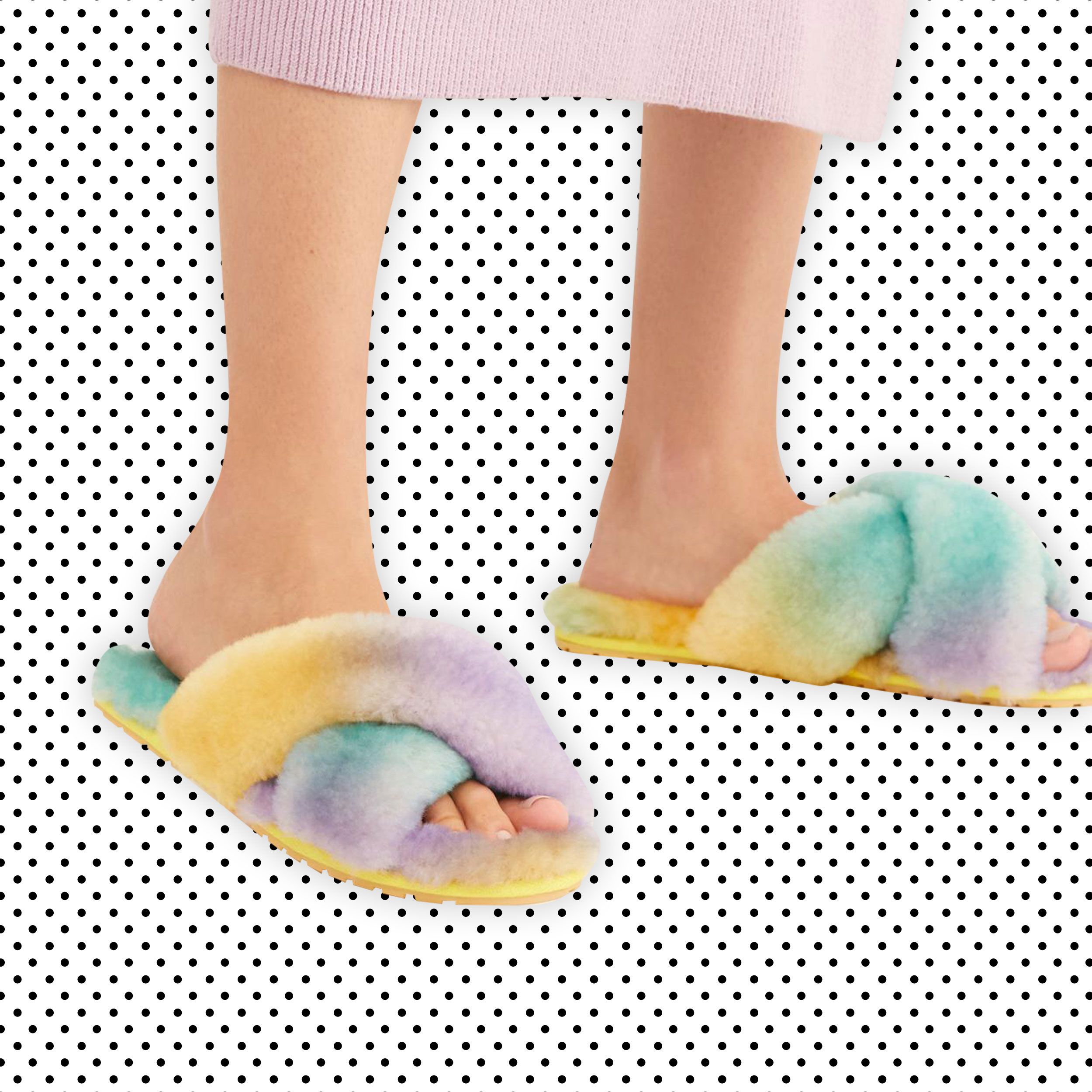 tie dye fluffy slippers