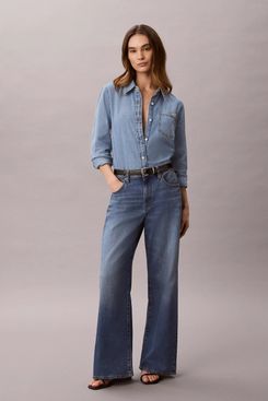 Calvin Klein Linen Blend Wide Leg Jeans