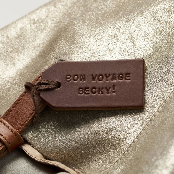 Posh Totty Designs Creates Handstamped Leather Luggage Tag