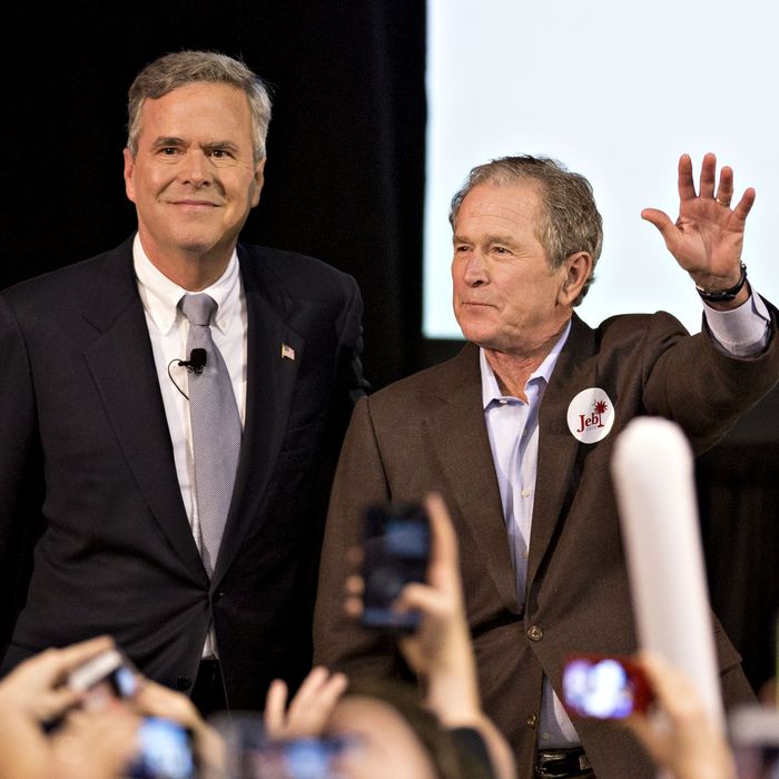 Presidential Candidate Jeb Bush Campaigns With Brother George W. Bush