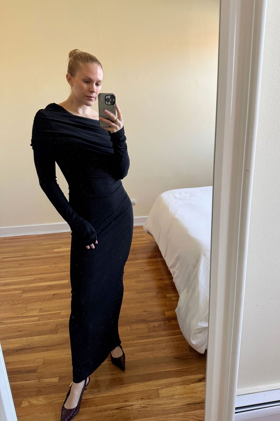 entire studios off-shoulder jersey maxi dress We Tried It: Review green bridal wedding gown