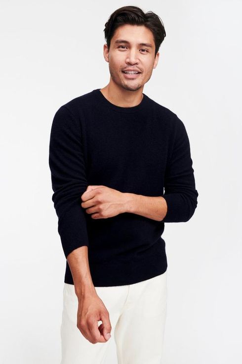 DressU Mens Semi-high Collar Oversize Business Top Pullover Sweater