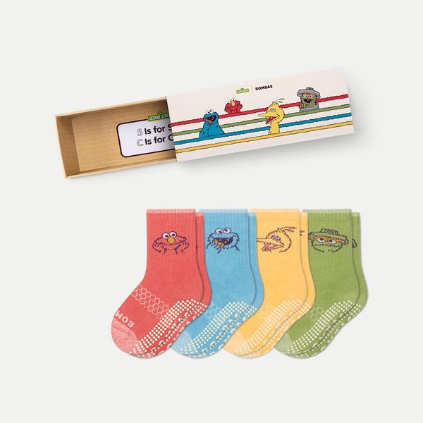 'Sesame Street' x Bombas Junior Gripper Calf Sock 4-Pack Gift Box