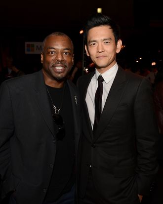 HOLLYWOOD, CA - MAY 14: Actors LeVar Burton (L) and John Cho at the Premiere of Paramount Pictures' 
