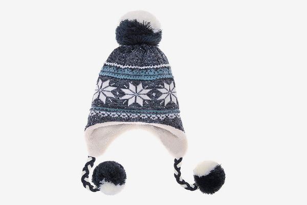 Ladies Genuine  Fur Pompom knitted Winter Hat Warmer Beanie Cap storm warmer 