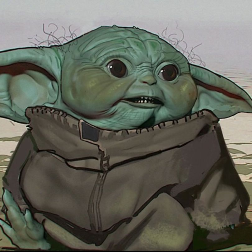 Download Baby Yoda Cartoon Face