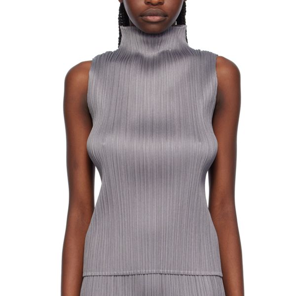 Pleats Please Issey Miyake Gray Basics Top