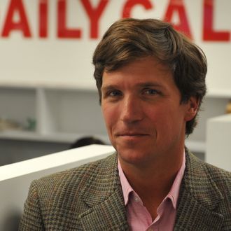 Tucker Carlson, a conservative pundit, at the office of the new website, the Daily Caller, on January 6, 2010, in Washington, DC. The site, at which Carlson is the editor-in-cheif, has been branded as a 